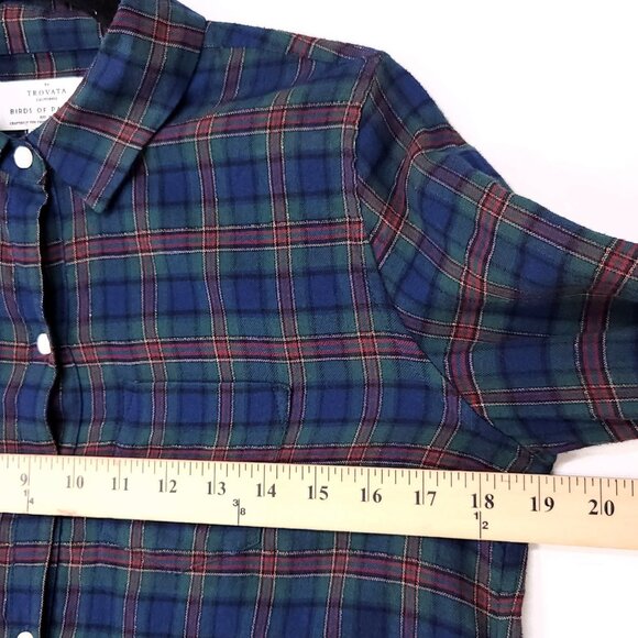 Trovata Birds of Paradis Plaid Flannel Button Front Long Sleeve Shirt Size XS - Picture 5 of 11